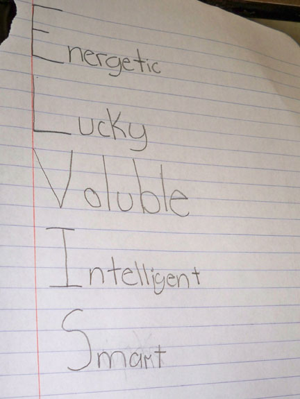 acrostic poems for names. Students write acrostic poems