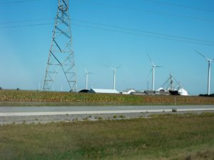 Fields of windmills on the horizon