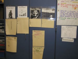 Sign up sheets for students to choose books for literature circles on Harriet Tubman